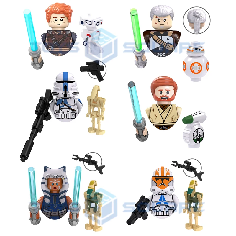 

The Cal Kestis Rahm Kota Obi Wan Ahsoka Clone Trooper 501 Airbrne Troops Model Building Blocks MOC Bricks Set Gifts Toys