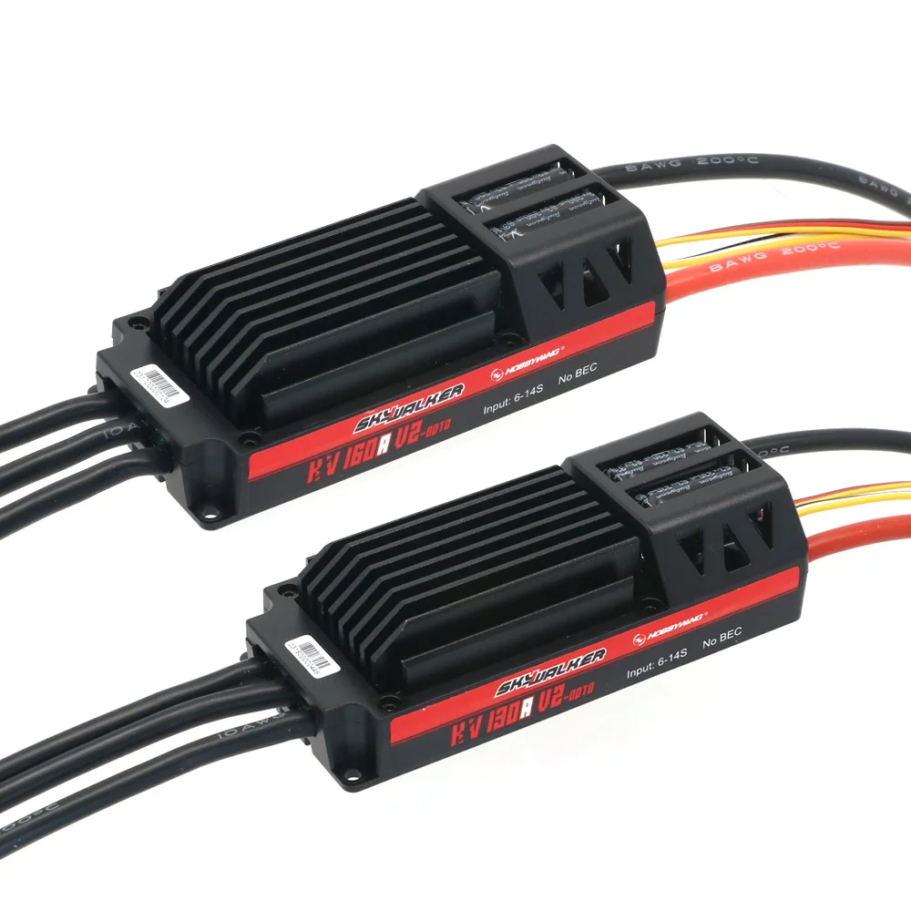 Фото Бесколлекторный регулятор скорости Hobbywing SKYWALKER 130A/160A HV 6-14S OPTO V2 для 3D-самолетов с фиксированным крылом №5