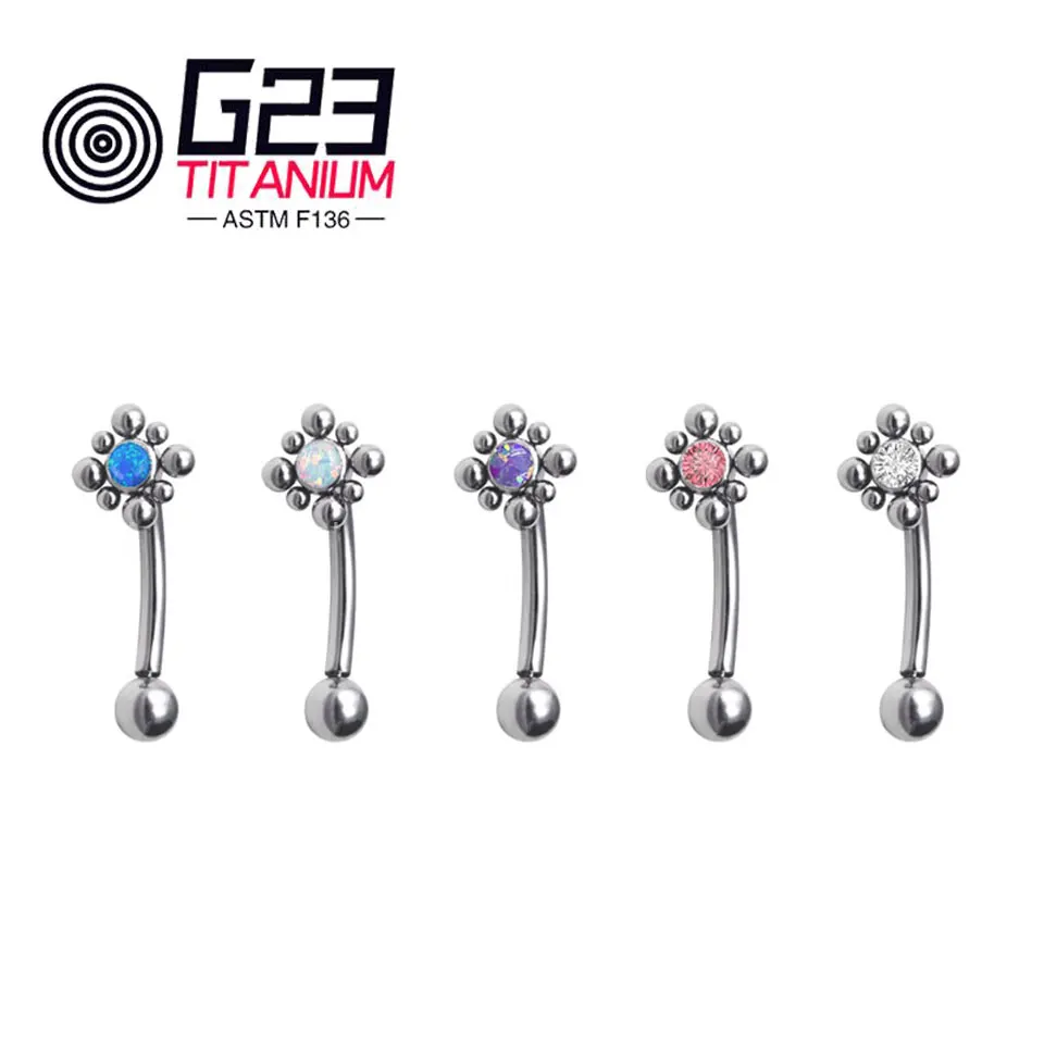 

G23 Titanium Premium Gem Stone Belly Button Rings Body Piercing Jewelry 14G Navel Piercing Ring Jewelry For Women Wholesale