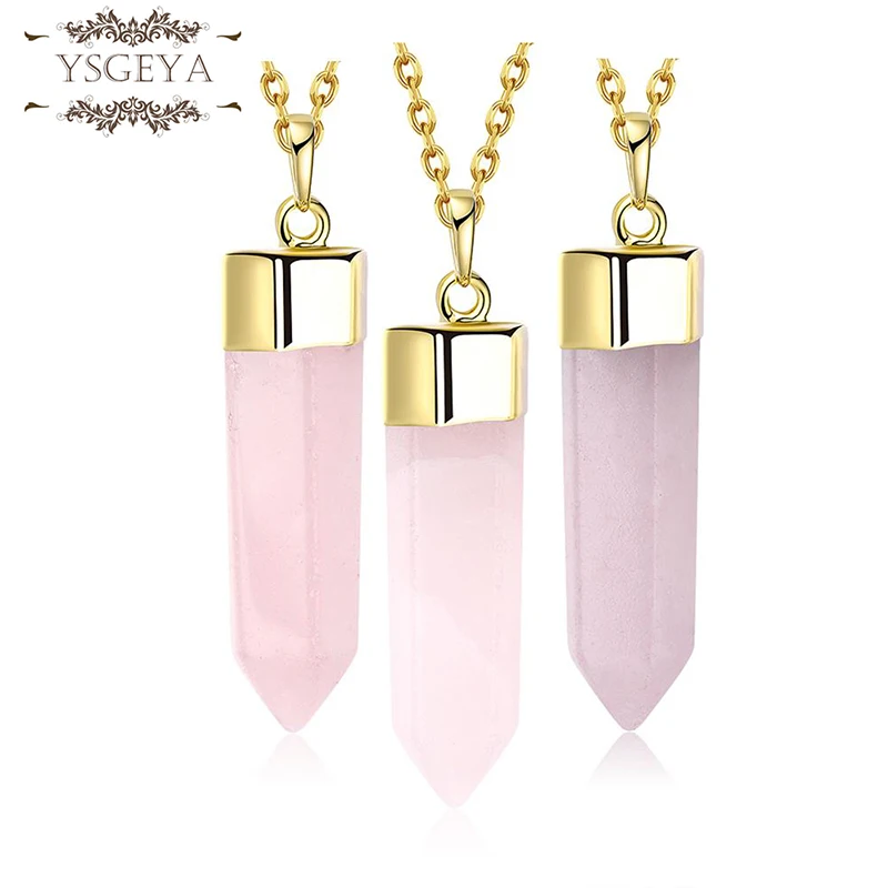 

YSGEYA Pink Crystal Necklaces For Women 50CM Charm Korean Trend Gold Necklace Kpop Classic Romantic Free Shipping Item