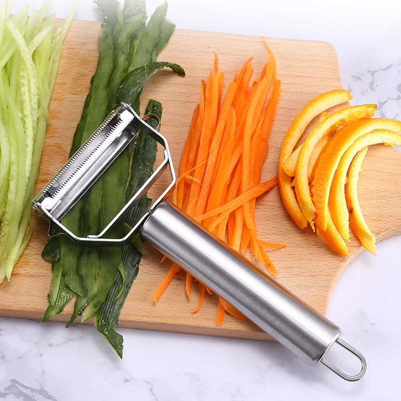 

2 In 1 Stainless Steel Fruit Vegetable Peeler Grater Potato Carrot Melon Slicer Durable Onion Shredder Home Kitchen Gadget