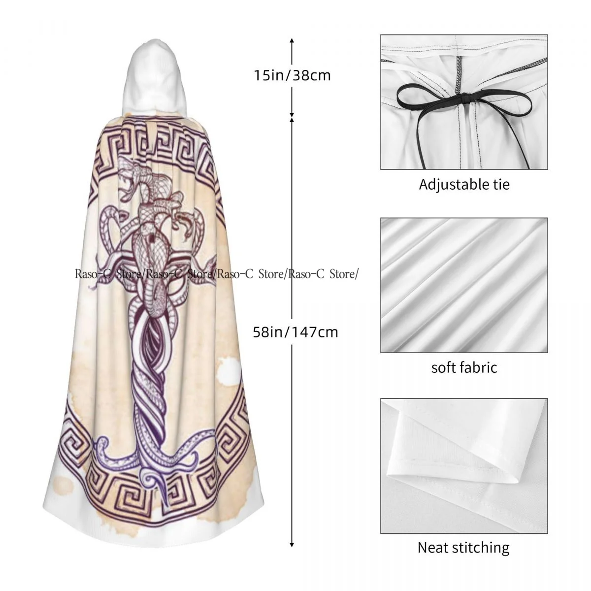 Длинная накидка плащ спутанные змеи Дьявол с капюшоном Пальто осенние толстовки