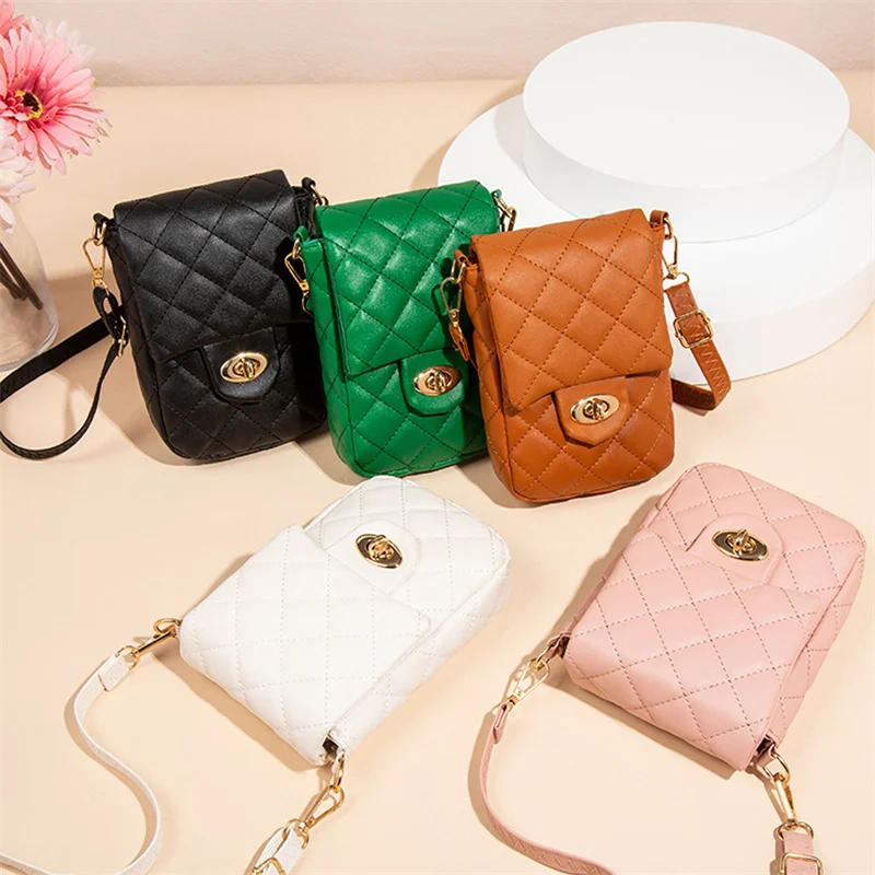 

Embroidery Mobile Phone Bags Women Fashion Shoulder Bag Female Mini Crossbody Messenger Bags PU Leather Clutch Wallet Pouch