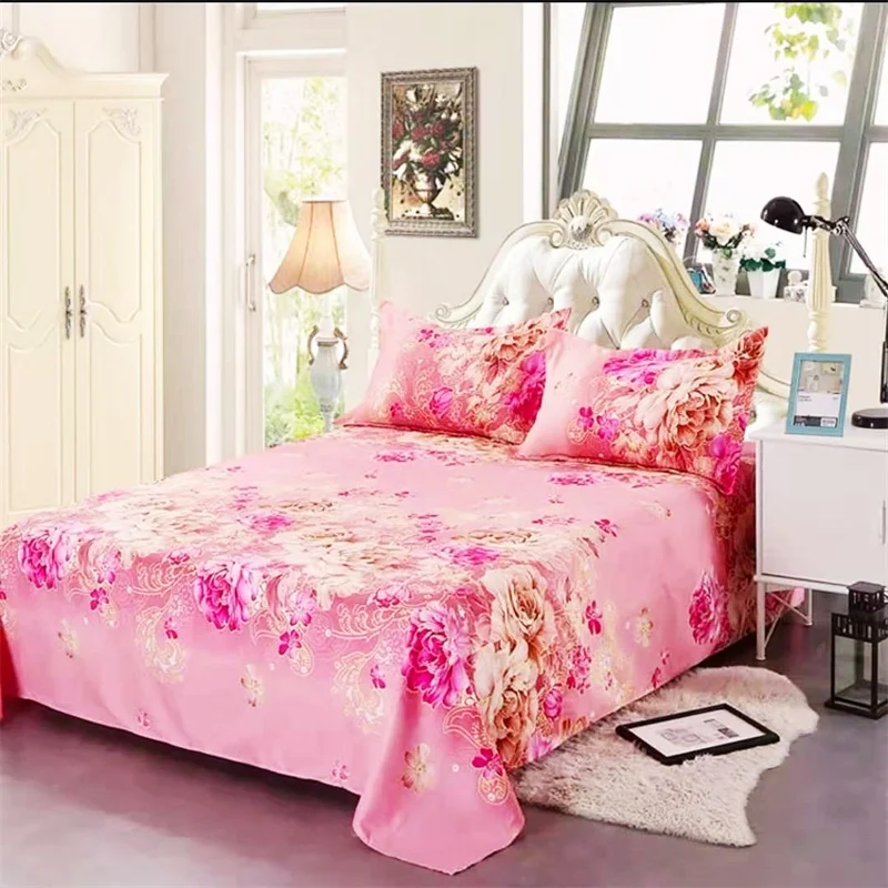 

1PCS Bed Sheets Fashion Flower Print Bed Sheet Soft Fashion For King/Queen Size Bed Home 1.5M/1.8M Mattress Cover BedSheet