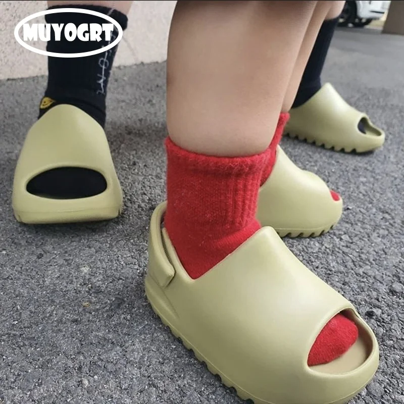 

Summer Baby Toddler Kids Adults Slip-On Sandals Boys Girls Foam Beach Slides Candy Color Children Brand Breathable Sandals
