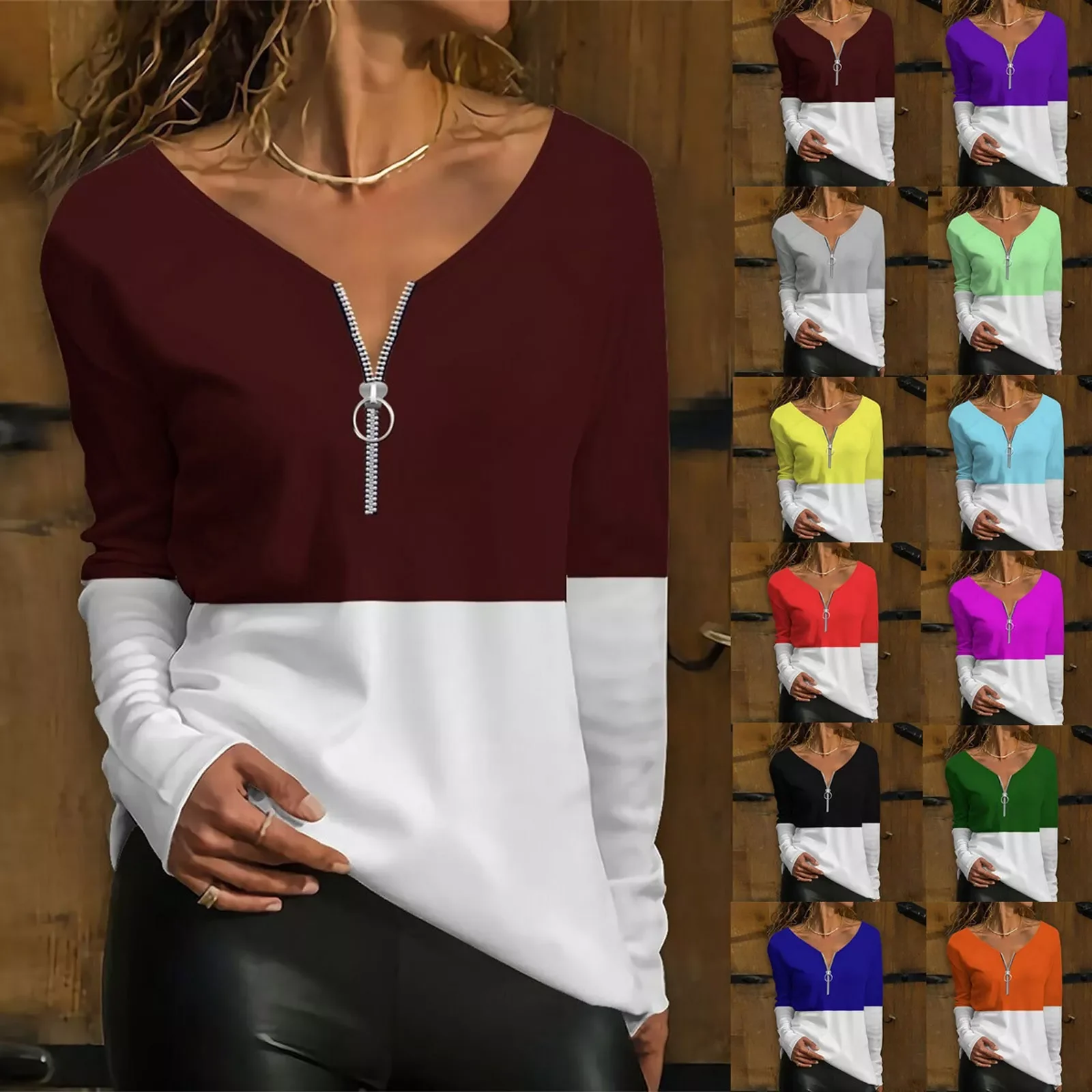 

Crop Tops Spring And Summer Thin Ladies Zipper Long Sleeve T Shirt Top Swimsuit Top for Women