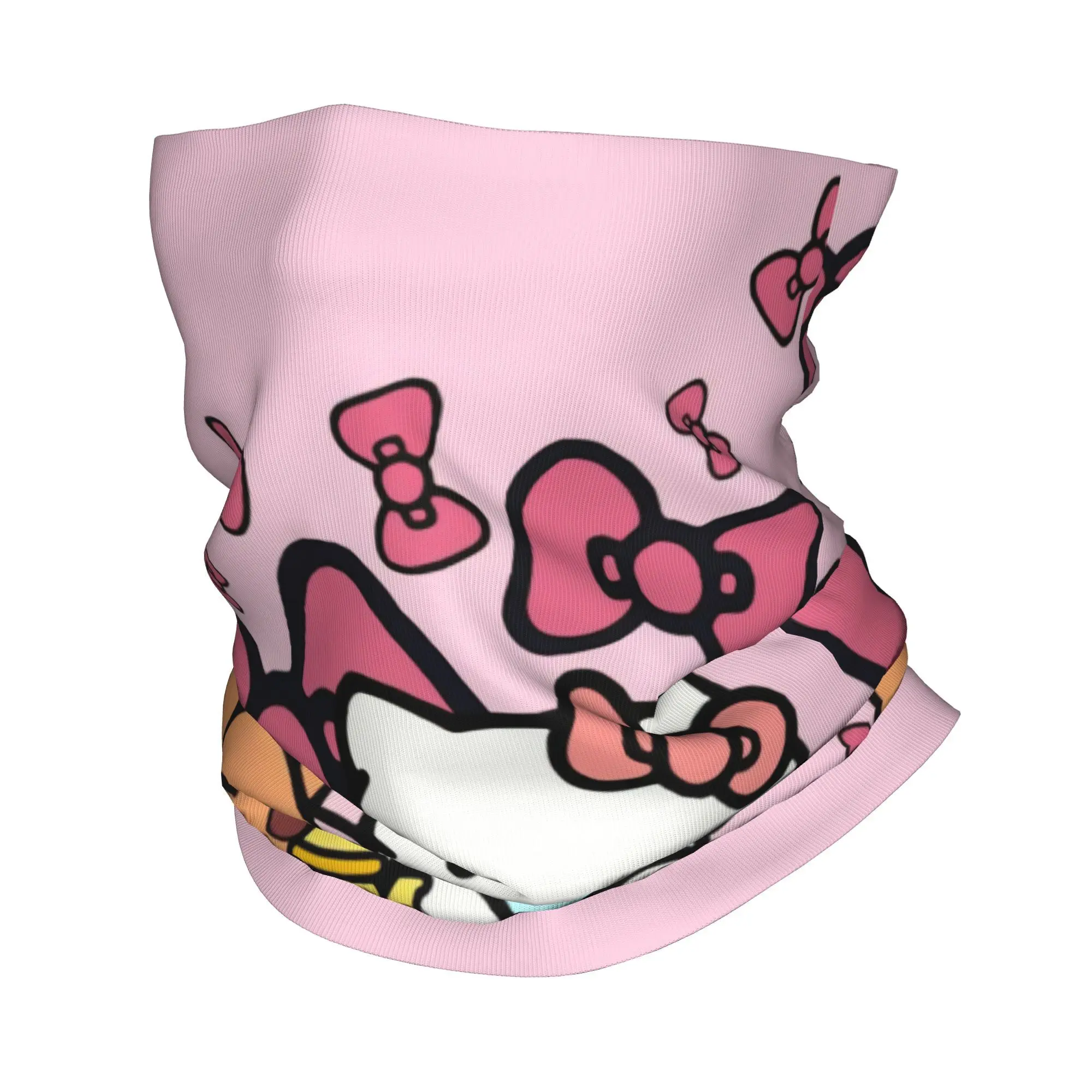 Custom Hello Kitty Anime Bandana Neck Gaiter Windproof Face Scarf Cover Men Women Headband Tube Balaclava