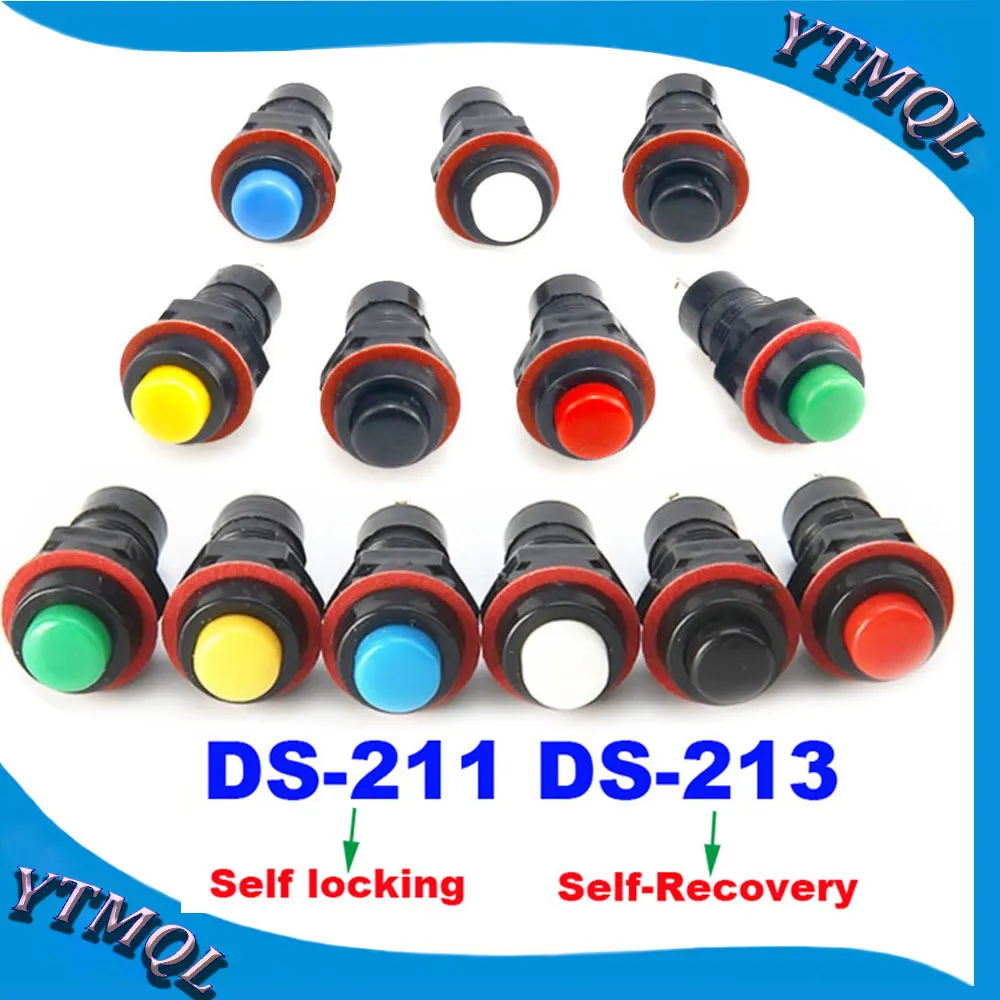 10 шт. DS-211 DS-213 кнопочный переключатель мм Sesaat/Diri Penguncian Tombol Bulat Switch DS211 DS213 Miniatur