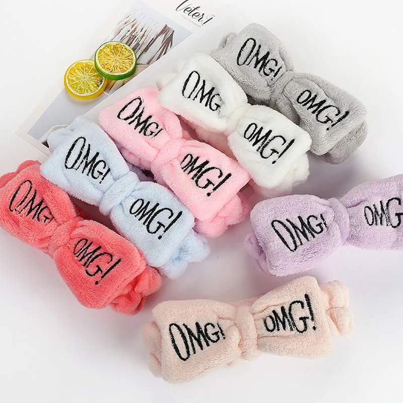 

Fashion OMG Flannel Headband Women Elasticity Bow Knot Hair Hoop Face wash makeup Girls hairband Hair Accessories