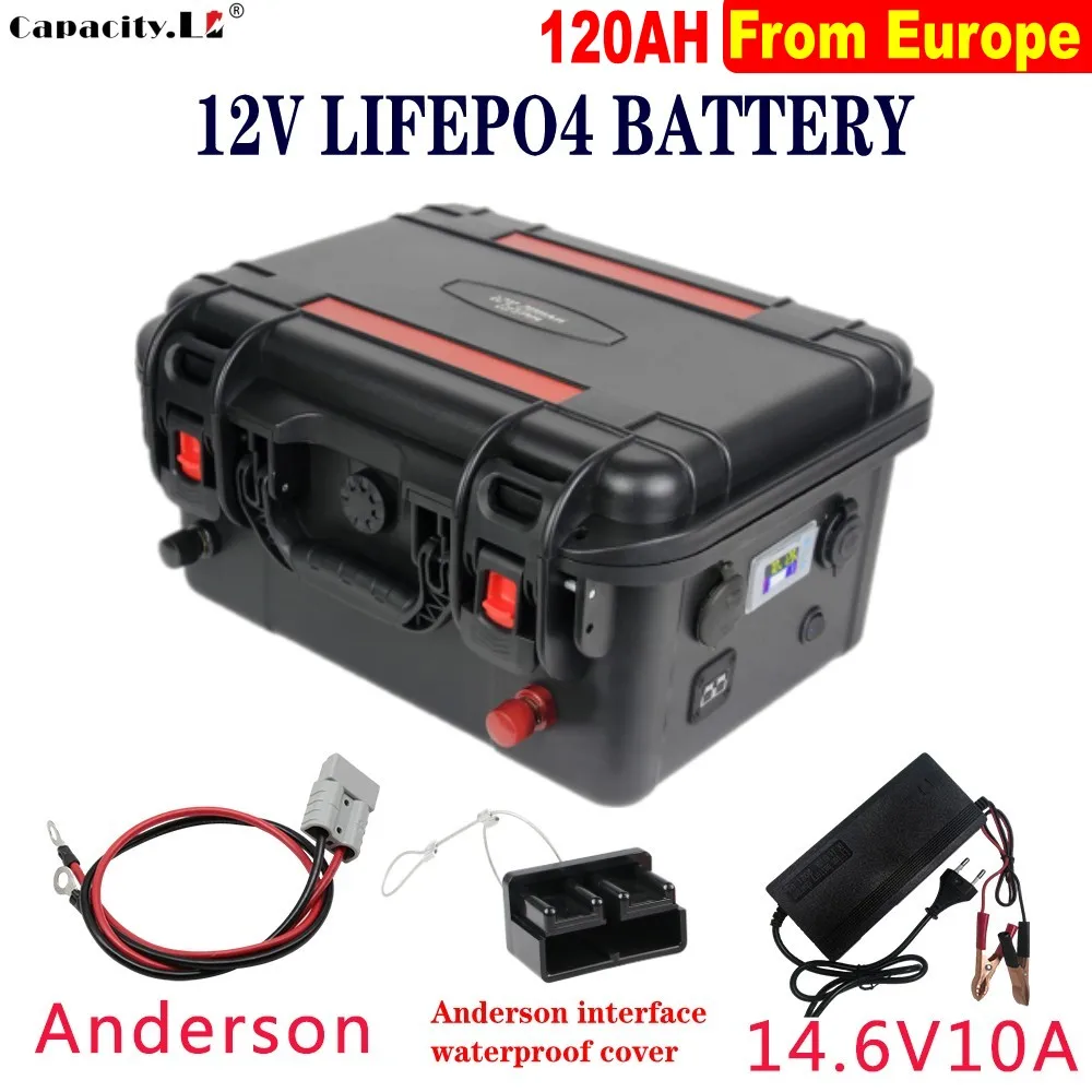 12V 120Ah Lifepo4 battery 150ah Power bank Battery pack With BMS Outdoor Marine Rechargeable For RV Solar Inverter backup Motor