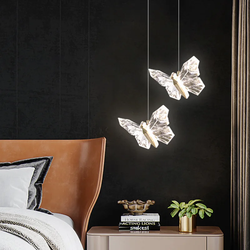 

Modern Chandeliers Butterfly Acrylic Art Pendant Light for Home Decor Living Dining Room Stairs Bar Bedside Indoor Bedroom Lamp