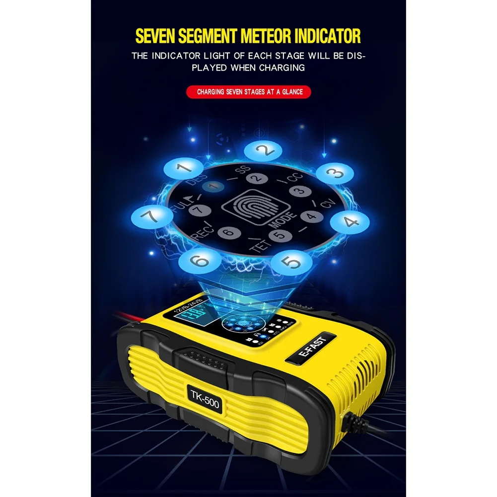Умное зарядное устройство для автомобильного аккумулятора 12 В 24 а с ЖК-дисплеем