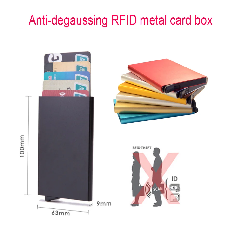 

Anti-theft ID Credit Card Holder Thin Stainless Steel Aluminium Metal Wallets Pocket Case Bank Women Men Credit Card Box