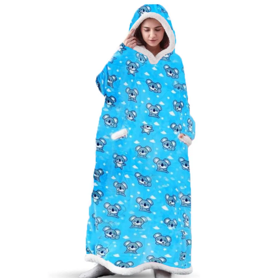 2022 New Hoodie Blanket Hooded Jacket Bathrobe Flannel TV Blanketes Pajamas Sweater TV Blanket Bath Robe