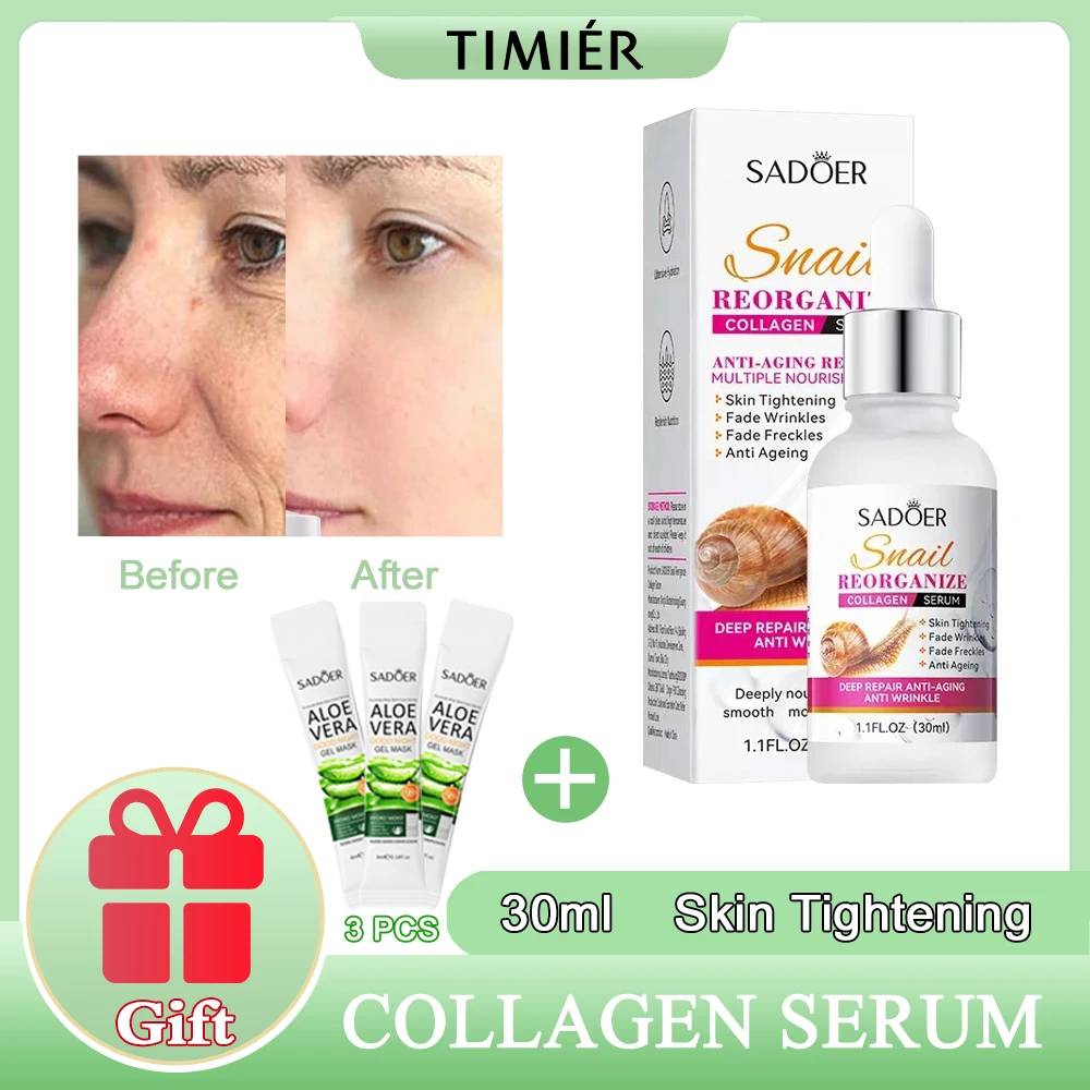 

Snail Collagen Face Serum 30ml Anti Aging Whitening Moisturizing Face Serum Facial Freckle Removal Korean Skin Care Cosmetics