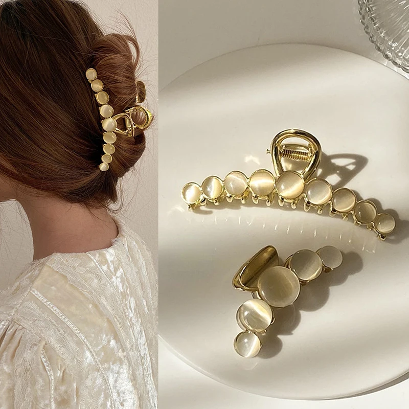 

Элегантный Опаловый Золотой захват для задней части головы фиксированная заколка для волос Акула головной убор для девушек аксессуары для ...