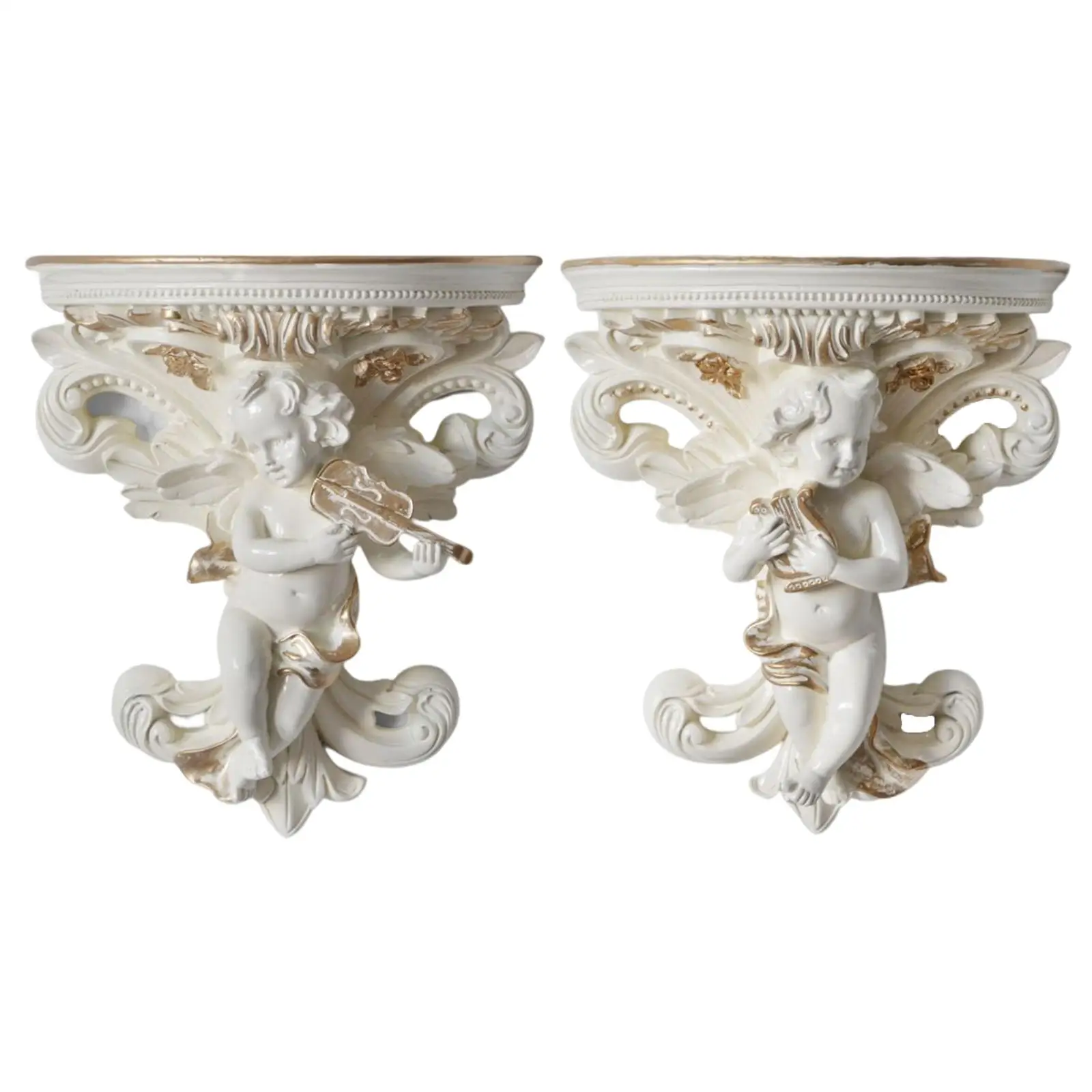 

Decorative Wall Floating Shelf Angel Statue Wall Mount Display Resin Holder Craft Artwork for Office Home wall Decoration