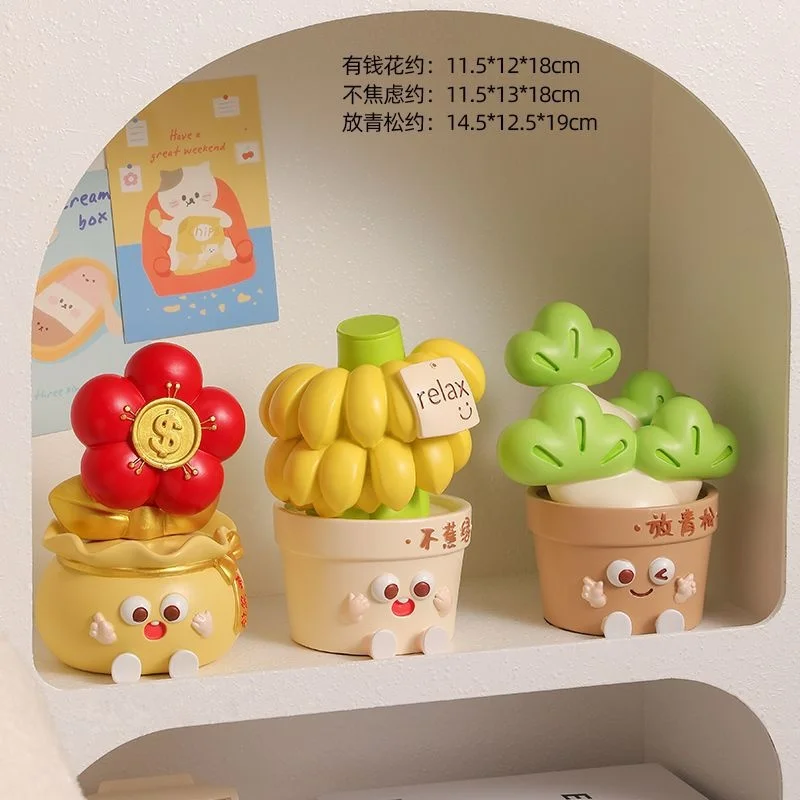 Фото Qingsong Wealth Plant Ornament Офисная рабочая станция Компьютерное украшение для рабочего стола Исцеление и снятие стресса Орнамент №1