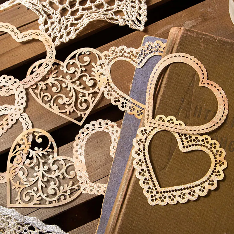 

10pcs/Pack Journal Decor Hollow Out Paper Decoration Scrapbooking DIY Lace Border Handbook Stickers Creative Craft