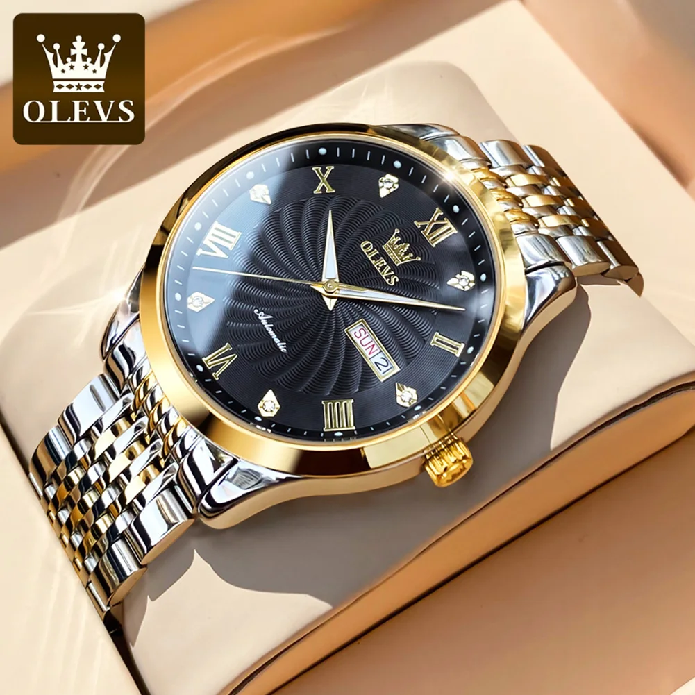 OLEVS Watch for Men Swiss Movement Automatic Mechanical Man Watches Steel Strap Waterproof Wristwatches Men's Luxury Brand Watch