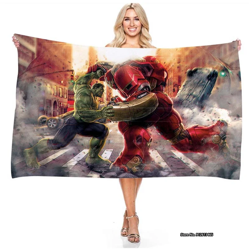 

Marvel Sci-fi Movie Avengers Series Design Patterned Bath Towel 3D Digital Printed Baby Rectangle Quick Dry Absorption Towels