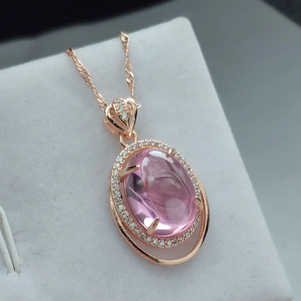 

Natural Zircon Stone Ice Silver Plated Sweet Lady Round Gemstone Pendant