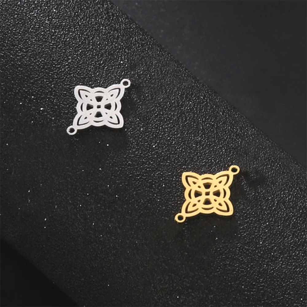 

5pcs/Lot Double Hole Charms For Bracelet Diy Making Stainless Steel Witch Knot Jewelry Charm Wholesale Amulet Pendants Accessory