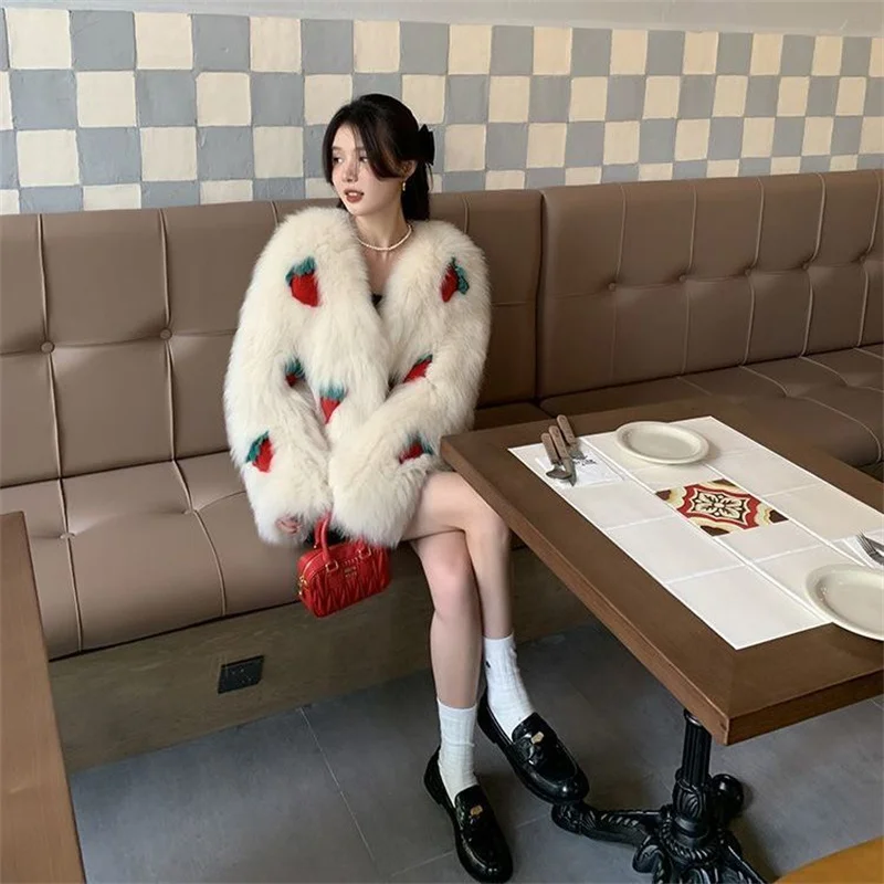 2022 Winter New South Korean Popular Faux Fur Jacket Stuffed Plush and Thicken Elegant Women's Coat Exquisite Top