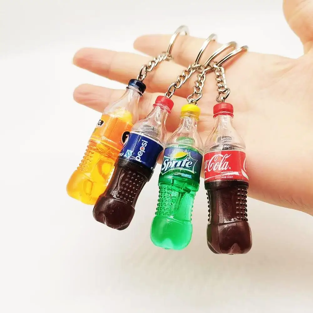 Fashion Simulation Resin Drinks Bottle Keychain Man Car Keyring Women Bag Fun Keychains Pendant Birthday Gifts