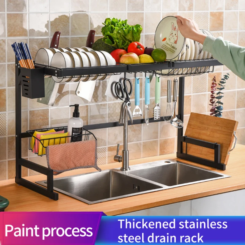 65/85cm Stainless Steel Dish Rack Drainer Kitchen Storage Dr