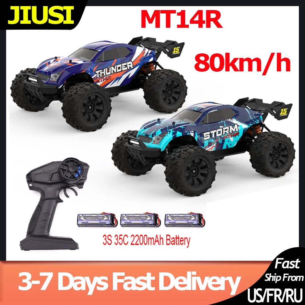 Фото JIUSI MT14R 1/14 Радиоуправляемая машина 80 км/ч Бесщеточный 2,4G Радиоуправляемый грузовик с дистанционным управлением Внедорожный 4WD Гоночный автомобиль 3S 35C 2200 мАч Радиоуправляемая игрушка в подарок №1