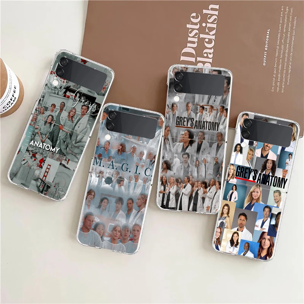 

Greys Anatomy For Samsung Galaxy Z flip 4 Bag Transparent Phone Cover For Galaxy Z Flip 3 Case Shockproof Hard PC Shell Fundas