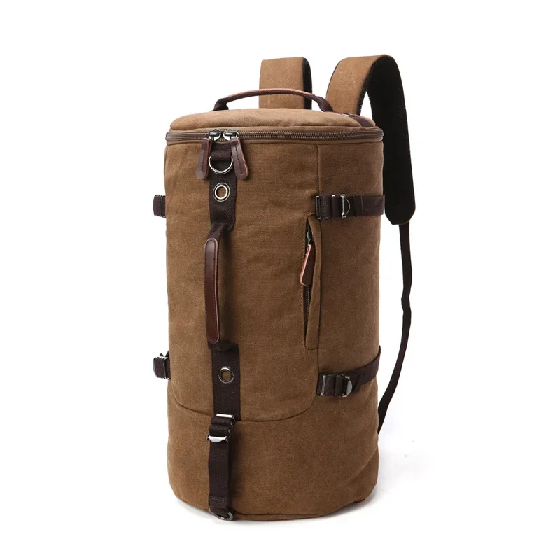 

Men Travel Backpack Male Canvas Luggage Duffel Cylinder Bag Mountaineering Backpack For Men Large Capacity Mochila