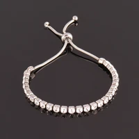 luxury 4mm cubic zirconia tennis bracelets stainless steel bracelet for women crystal wedding fashion adjustable bracelet