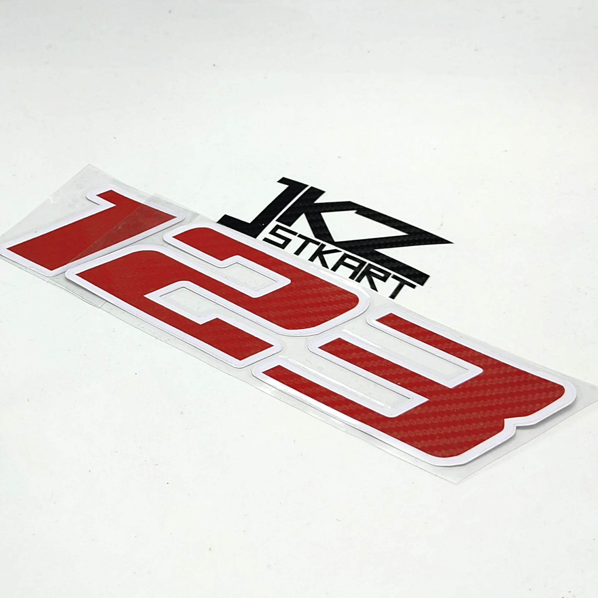 

JKZ STKART виниловый высеченный двухслойный красный углеродное волокно с белыми контурными цифрами наклейка для автомобиля мотора велосипеда