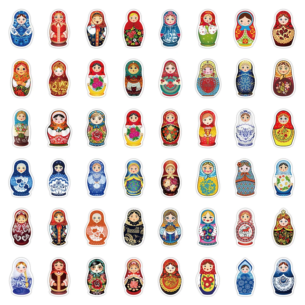 Мультяшные наклейки-матрешки для кукол 10/30/50 шт