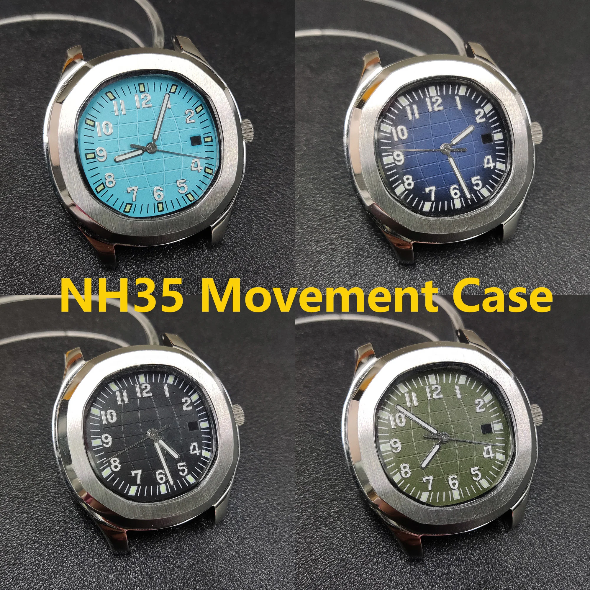 

NH35 Nautilus case Watch accessories Luminous Dial Hands stainless steel case suitable for Movement Transparent Case