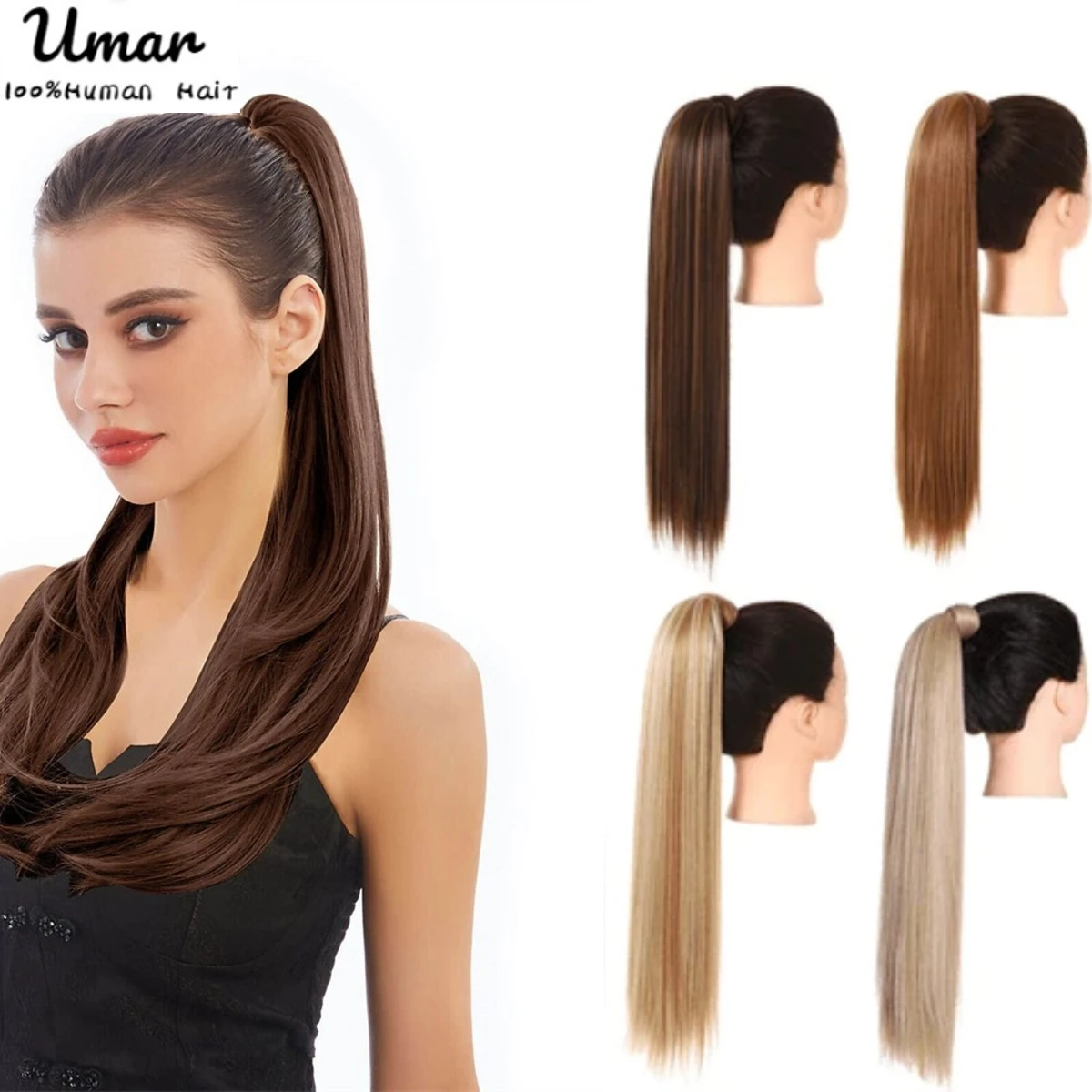 

Ponytail Hair Extensions Wrap Around Hairpieces For Women Clip in Remy Hair Extensions Natural Straight Human Hair Ponytail