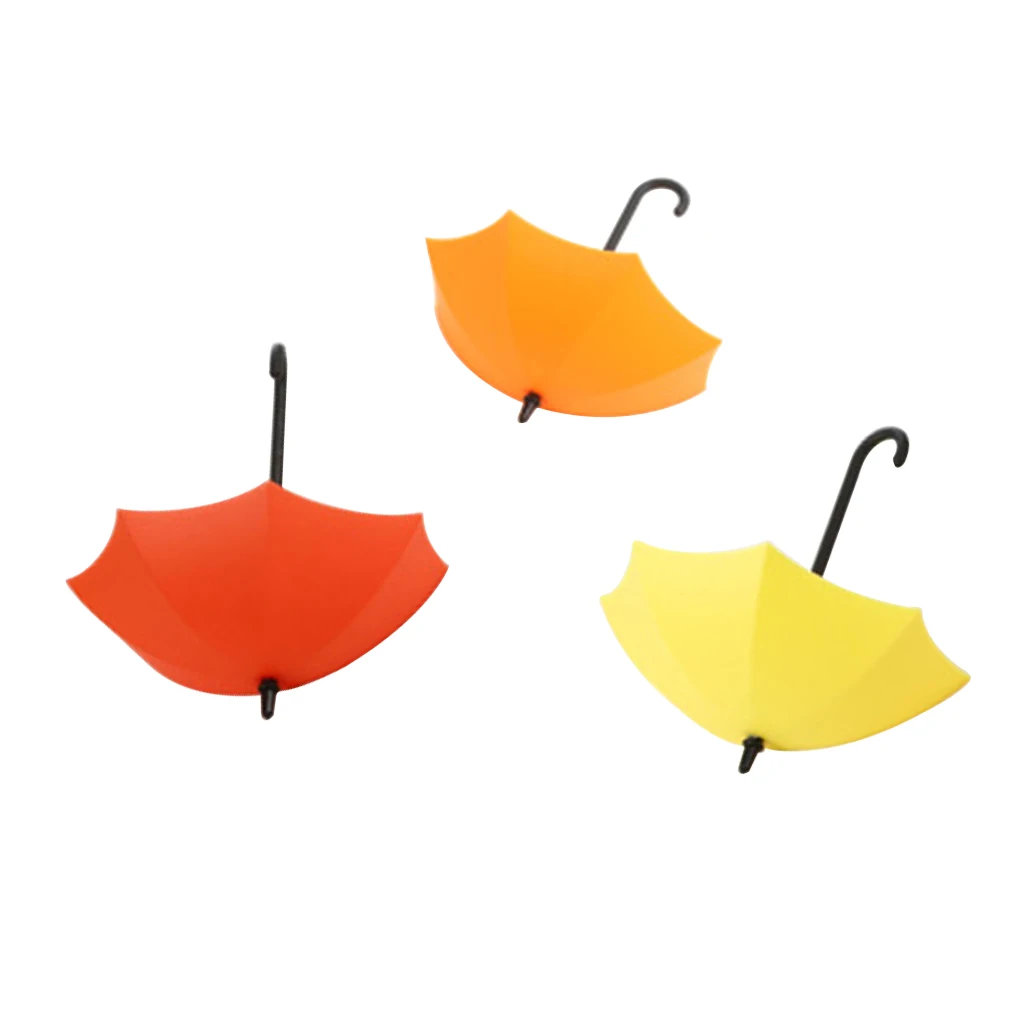 

3pcs Umbrella Shape Wall Hook Colorful Key Holder Hanger Holder Wall Hook Kitchen Organizer Bathroom Accessories