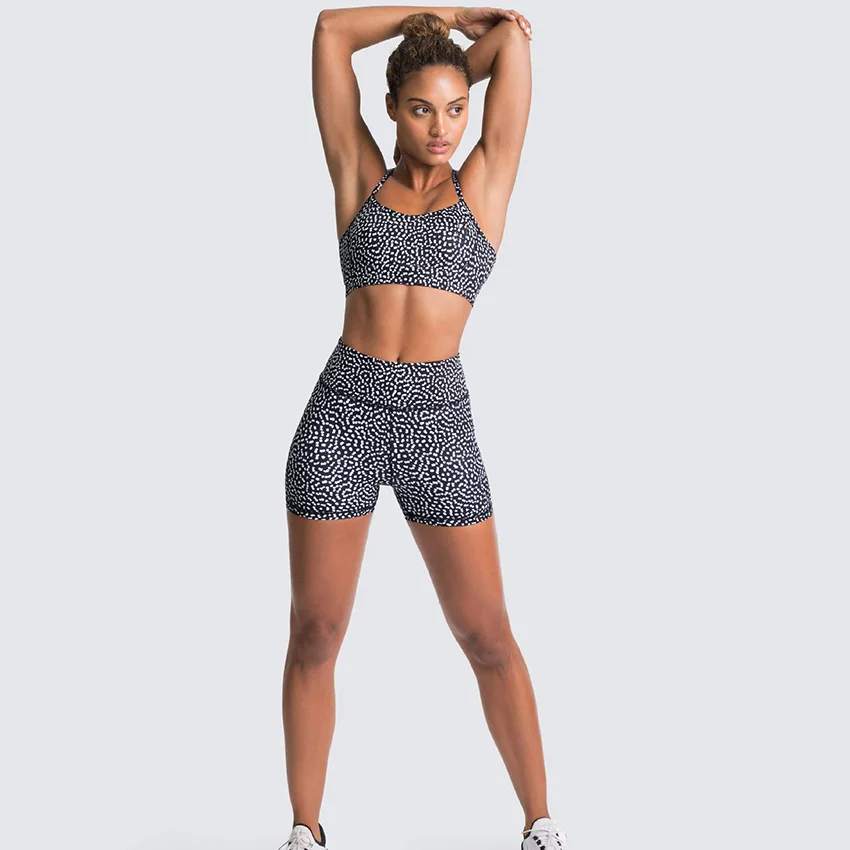 Экировка для йоги женщин спортивный костюм бюстгальтер пикантные шорты на спине