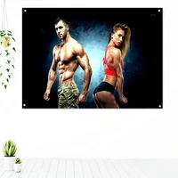 fitness couple flags workout bodybuilding banners gym wall decor sign motivational poster wall art canvas painting stickers b2