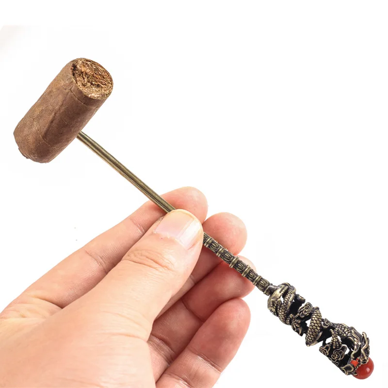 

Dragon Design Brass Cigar pass needle cigar Punch smoker portable dredge loose cigarette needle drilled Bronze /Silver