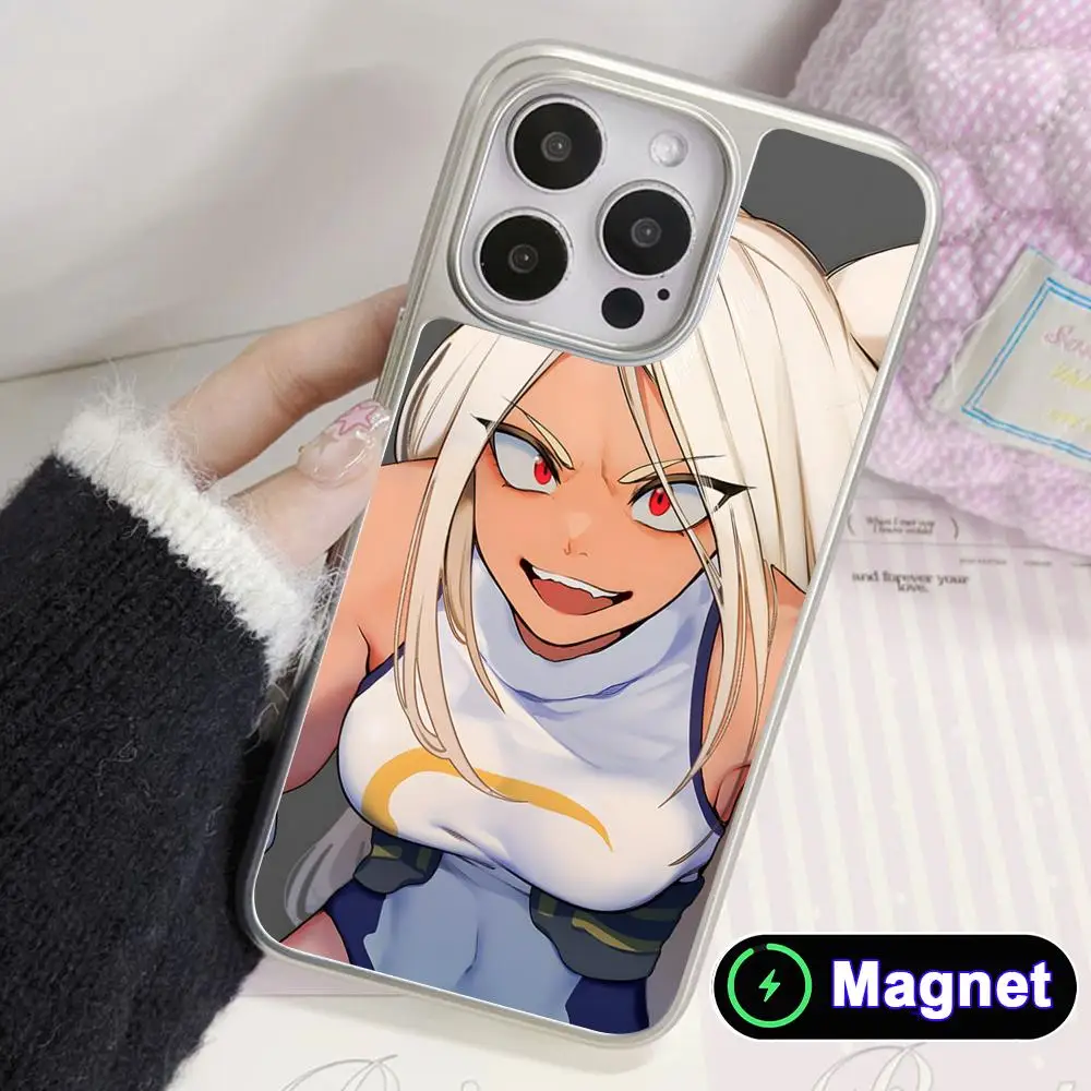 Фото Чехол MHA Mirko для iPhone 17 16 15 14 13 12 11 Air Pro Max Plus, электролитическое серебряное покрытие, магнитный, с серебристым гальваническим покрытием №3