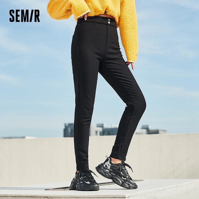 

Semir Leggings Women Casual Pants 2023 Winter New Slim Feet All-Match Small Black Elastic Pants