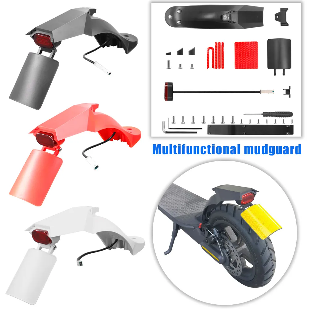 

2022 New Modified Rear Fender Mudguard+Adjustable License Tail Light Kit For Xiaomi M365 1S Pro 2 Electric Scooter Tail Fender
