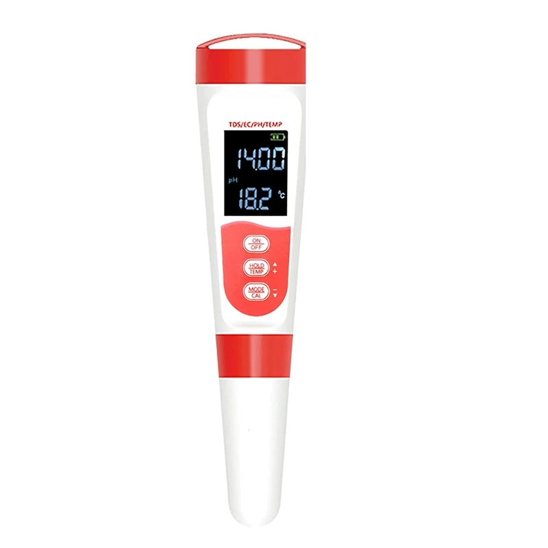 

Water Tester Digital PH Meter With ATC, 4 In 1 PH/EC/TDS/Thermometer 0.01 Resolution High Precision Pen Tester