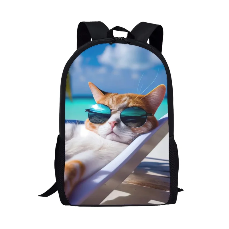 Школьный рюкзак унисекс с принтом забавных кошек, сумка для учеников и студентов, летняя дорожная сумка для книг и праздников