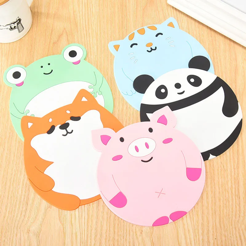 

Cartoon Animal Coaster Non-slip Cup Pad Table Placemat Cute Silicone Tea Coasters Heat Insulation Bowl Mat Creative Mug Pads