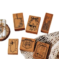 wooden seal cat garden decorative scrapbooking material vintage aesthetics musical note stamps for scrapbooking stationery diy
