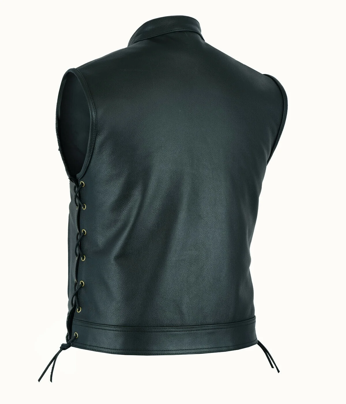 Мужской кожаный мотоциклетный жилет с карманами модный Байкерский боковыми